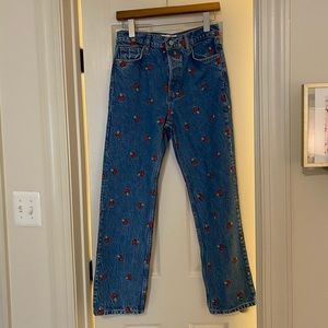 reformation mushroom stitched straight jean